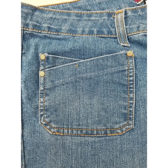 KIKIT Jeans Women 12 (36x29) Stretch Boot Cut Denim Blue Embroidered Pockets Y2K - Picture 11 of 16